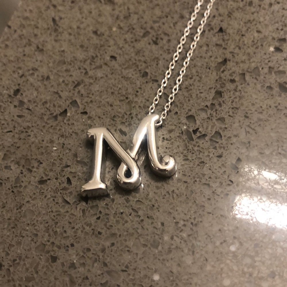 Sterling silver “M” necklace